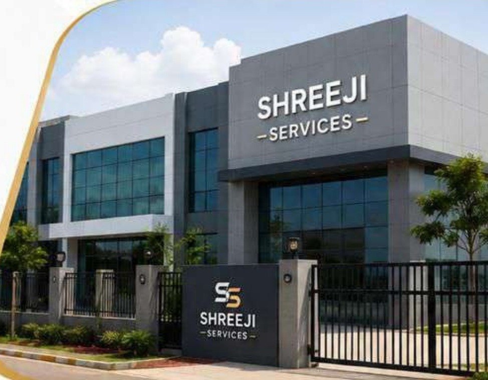 Shreeji Services facility building and gate, Ahmedabad