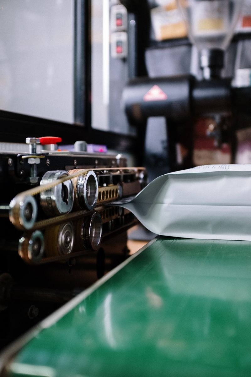 Packaging line sealing a pouch — strong, reliable adhesive bonding